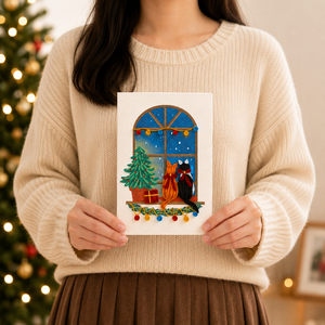 Carte de vœux de Noël en quilling de haute qualité, motif chats pour fenêtre, origine Vietnam, taille personnalisée, vente en gros, carte en papier faite à la main - Product Image 4