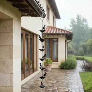 Elegante Cadena de Lluvia de Cobre Antiguo con Diseño Moderno de Mediados de Siglo - Solución de Drenaje y Decoración de Doble Uso - Product Image 6