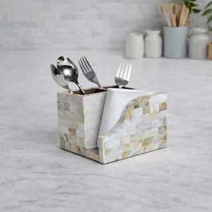 Handmade Small Cutlery <b>Tissue</b> Box Cover - Mother Of Pearl Luxury Table Décor - Product Image 1