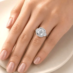 Customization Jewelry 10K 14K 18K Solid Gold <b>Old</b> Mine <b>Cushion</b> Cut Lab Diamond Halo Engagement Ring Vintage Inspired Fine Jewelry - Product Image 5