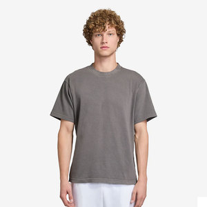 T-shirt formel à col roulé et manches courtes pour homme, coupe ample, 100 % coton, imprimé sérigraphié, uni, respirant, écologique - Product Image 3