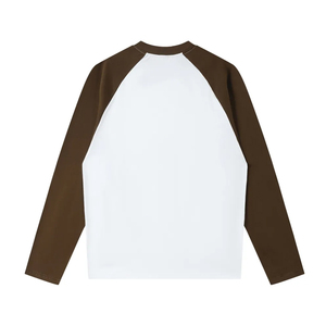100% Cotton Custom Men Boxy T Shirt Long Sleeve V Neck Street Wear Layered Contrast Sleeve Customized printing 3D Embroidery - Product Image 6