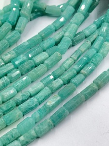 Perles tubulaires facettées en amazonite bleue naturelle, 5x13mm à 5x15mm, brin de 14 pouces, perles de pierres précieuses en vrac pour la vente en gros de bijoux en Chine - Product Image 3