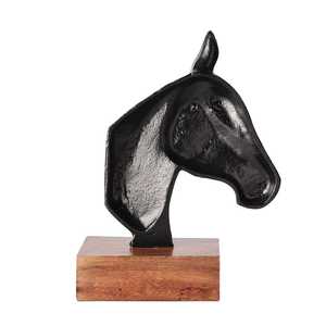 Classy Modern Handmade Eco-Friendly Horse Head Sculpture Aluminium Base Artistic Carved <b>Figure</b> Tabletop Decor for Living Room - Product Image 4