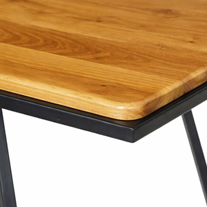 Mesa de Centro Moderna Industrial con Estructura de Metal Negro Elegante y Patas Cruzadas Anguladas Estables, Acabado Miel, Tapa de Madera Sólida para Sala de Estar - Product Image 6