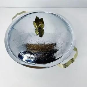 Arabic stainless steel engraved casseroles with floral <b>knob</b> perfect for traditional and modern recipes - Product Image 4