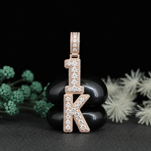 Custom 1K Letter <b>Pendant</b> Necklace 925 Sterling <b>Silver</b> Diamond Look Iced Out <b>Initial</b> <b>Pendant</b> Luxury Hip Hop Jewelry Wholesale - Product Image 4