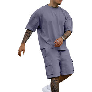Ensemble deux pièces pour homme, personnalisé, été, unisexe, en coton, ensemble court délavé à l'acide, t-shirt et ensemble deux pièces MADE BY BS - Product Image 5