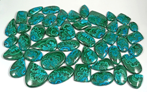 Malachite naturelle, chrysocolle, cabochon, pierre gemme rayée bleu-vert, formes variées, pour la fabrication de bijoux en fil, cristal rare et unique - Product Image 4