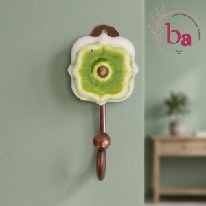 Beads Art Ceramic + Metal Multifunctional Flower Wall <b>Hook</b> Handmade Luxurious Design for Clothing Storage - Product Image 1