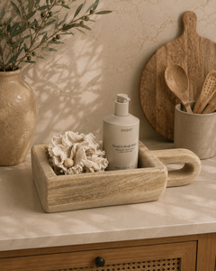 Plateau de salle de bain multifonctionnel en bois vintage avec poignée, pour servir des fruits secs, des bougies, des verres, des fleurs, ou comme plateau de présentation décoratif - Product Image 3