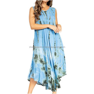 Différents modèles et couleurs robe longue d'été imprimée batik robe de plage brodée de luxe robe maxi sans manches - Product Image 6