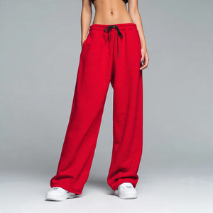 Pantalones Deportivos Holgados con Cordón en la Cintura para Mujer, 500 GSM, Pierna Ancha, Pantalones Deportivos de Invierno para Mujer, Moda Urbana - Product Image 1