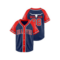 Maillot de baseball solide ABRA SPORTS Jesus Lion pour homme, manches courtes, noir et rouge, boutons sur le devant, respirant, séchage rapide, polyester, sport