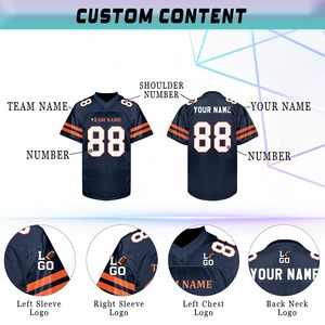 Custom Sublimated American Football Jersey <b>Men's</b> Short Sleeve V-Neck Breathable Mesh Team Name Number All Seasons - Product Image 3