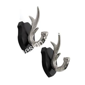 Gancho de Pared Decorativo con Diseño de Asta de Ciervo, Acabado Brillante, Multifuncional, de Metal, Artículos de Decoración Modernos - Product Image 1