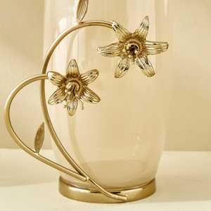 Vase de sol en verre transparent de luxe avec base en métal décorative, design minimaliste, fait main et résistant à la rouille, pour la décoration intérieure moderne - Product Image 4