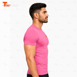 Chemises de compression à manches courtes pour hommes, pour la gym, les entraînements, jersey sportif flexible, col rond, coupe régulière, athlétique, écologique, séchage rapide - Product Image 3