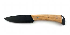 Outil de cuisine artisanal en acier noir avec manche en bois naturel, décoration culinaire - Product Image 3