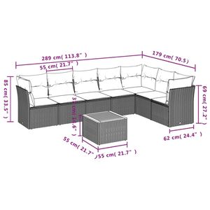 Set di divani da giardino in polyrattan nero da 8 pezzi con cuscini, eleganti mobili da esterno - Product Image 3