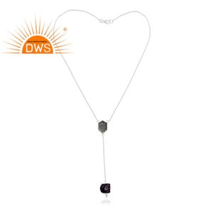 Collar con colgante de plata de ley 925 de siete piedras preciosas naturales, fabricante de joyería personalizada - Product Image 3