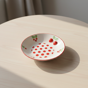 Plato Lateral de Porcelana Fina de Primera Calidad 3460985A-20, Nuevo, con Estampado de Flor de Poinsettia y Puntos - Product Image 1