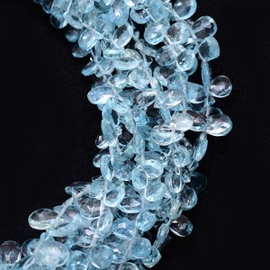 Cuentas facetadas de aguamarina AAA+ de 7x5 mm, forma de pera, aguamarina azul natural, piedra semipreciosa, cuentas sueltas para la elaboración de joyería. - Product Image 1
