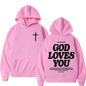Sudadera Cristiana Personalizada con Versículo Bíblico de Jesús, Dios Te Ama, Algodón Vintage, Unisex, Estilo Y2K, Sudadera Informal - Product Image 4