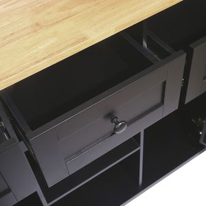 Carrello da Cucina con 5 Ruote, Isola con Piano Ribaltabile in Legno di Gomma, Armadietto con Ante e Scaffali Interni per Stoccaggio - Product Image 5