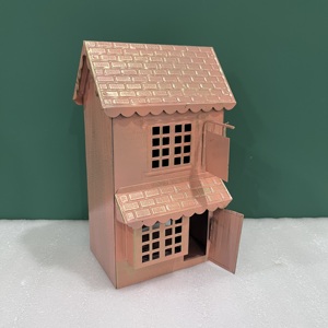 Casa para pájaros de metal, decoración para interiores y exteriores, decoración para el hogar, forma rectangular, diseño duradero para sala de estar A - Product Image 2
