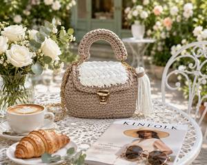 Indian Manufactured Womens T <b>Shirt</b> Yarn Crochet Handbag with Premium Craftsmanship for Casual Outings Available for Sale - Product Image 3