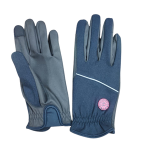 <b>Equestrian</b> Gloves Stretch Polyester Back Durable Synthetic Leather Palm Non Slip Grip Touch Index Finger - Product Image 1