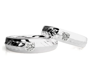 925 Sterling <b>Silver</b> Engraved Couple <b>Rings</b> with <b>Cubic</b> <b>Zirconia</b> Eternity Band Design Christian Style - Product Image 2