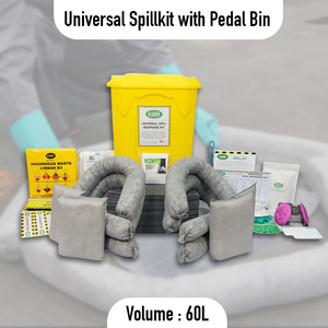 60L Universal Spill <b>Kit</b> with Pedal Bin – Industrial Hazardous Chemical Spill Response <b>Kit</b>, Absorbent Spill Control <b>Kit</b> Supplier - Product Image 2