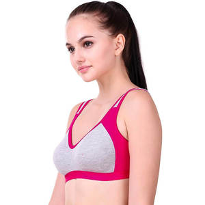 Sujetador deportivo sin aros de alto soporte para mujer, gris y rosa, con copas acolchadas extraíbles, elástico en cuatro direcciones, transpirable y ligero para correr - Product Image 1