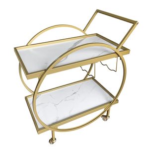 Chariot de bar, chariot à bar doré, chariot de service à roulettes, chariot de bar roulant, chariot de service de luxe, chariot de bar moderne - Product Image 2