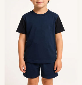 Conjuntos de Camiseta y Pantalones Cortos Personalizados para Niños, de Algodón, con Hombros Caídos, para Niños y Niñas, Camiseta de Manga Corta con Cuello Redondo y Pantalones Cortos - Product Image 2