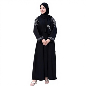 Vestido de fiesta casual de poliéster transpirable de corte holgado y largo hasta el suelo con cuello en V, antipilling, para mujer, estilo Oriente Medio, de moda. - Product Image 3