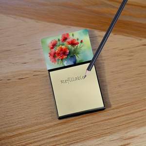 Ohio Scarlet Carnations Acuarela Autoadhesivo Dispensador de blocs de notas y blocs de notas Accesorios de escritorio en blanco Nueva tarjeta y portatarjetas - Product Image 2