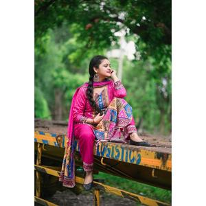 Recién llegado, parte inferior superior de muselina rosa de estilo modesto con espejo impreso Digital Dupatta - Product Image 6