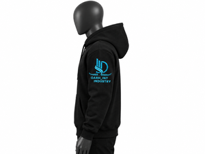 Sweat-shirt à capuche noir pour homme, couleur unie, logo sur le devant, poche, design décontracté, en molleton de coton, coupe classique, hiver, service OEM - Product Image 2