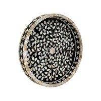 Luxe parelmoer serveerschaal met handgemaakte inlegwerk van schelpen, decoratieve schaal voor thuis, hotel, restaurant, serveren en cadeaugebruik.