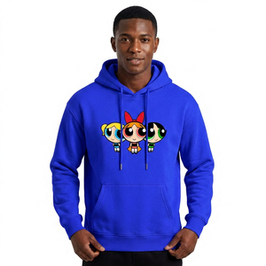 Sweat à capuche rouge pour homme Powerpuff Girls, imprimé avec un motif de personnage, logo sur le devant, sweat à capuche en molleton tricoté, style automne - Product Image 4