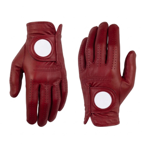 Black Genuine Leather Golf <b>Gloves</b> Full Finger Non-Slip Breathable Hook And Loop Closure Unisex <b>Sports</b> <b>Glove</b> - Product Image 2