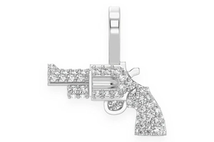 Pendentif Revolver Iced Out en Or Blanc, Moissanite VVS, Breloque Pistolet Hip Hop, Collier de Luxe Tendance pour Hommes - Product Image 3