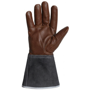 High quality cowhide leather welding gloves heat resistant long cuff design for MIG TIG welding industrial safety gloves - Product Image 3