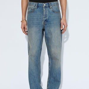 Jean Baggy en Denim Personnalisé pour Homme – Coupe Droite de Haute Qualité, Délavé, Décontracté, Confortable, Jambe Large, Coupe Ample, Pantalon Uni - Product Image 3