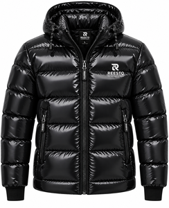 <b>top</b> quality <b>Mens</b> down Puffer Jacket Winter casual <b>Hooded</b> Coat with Stand Collar High Street Style Shiny Bubble puffer jackets - Product Image 1