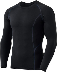 Men Slim Fit Knitted <b>Compression</b> Shirt <b>Underwear</b> Baselayer Long Sleeve Bodybuilding Tops Running Workout Thermal Shirts - Product Image 4