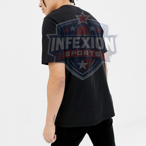 เสื้อยืดแขนสั้นสีดำสำหรับผู้ชายของนีอาร์ทาวน์พร้อมลายพิมพ์สีน้ำเงินแบบลำลองคอกลมทรงพอดีตัว - Product Image 4